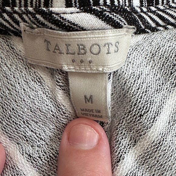Talbots Black and White Striped‎ Midi Dress Stretchy Rayon Blend - Picture 2 of 4